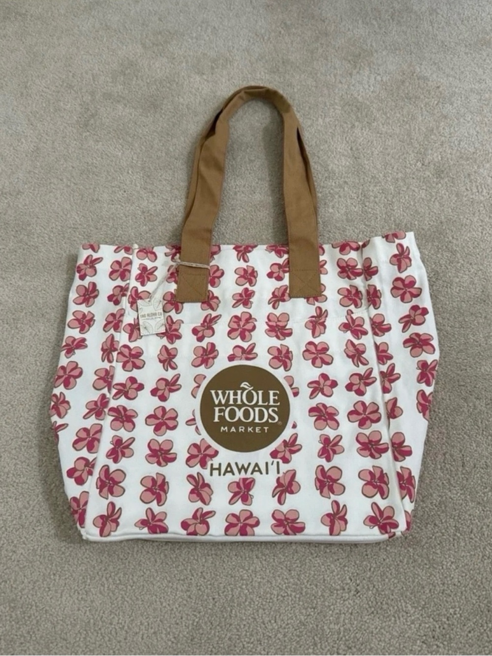 NEW Whole Foods Hawaii Pink Floral Tote Bag